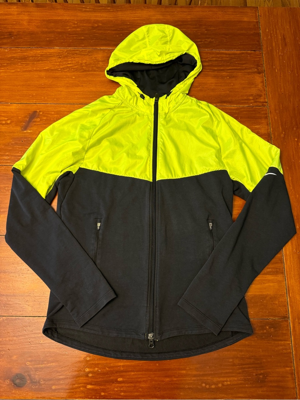 Nike Running DriFit Volt and Black Running Jacket Sweatshirt Mens Size M